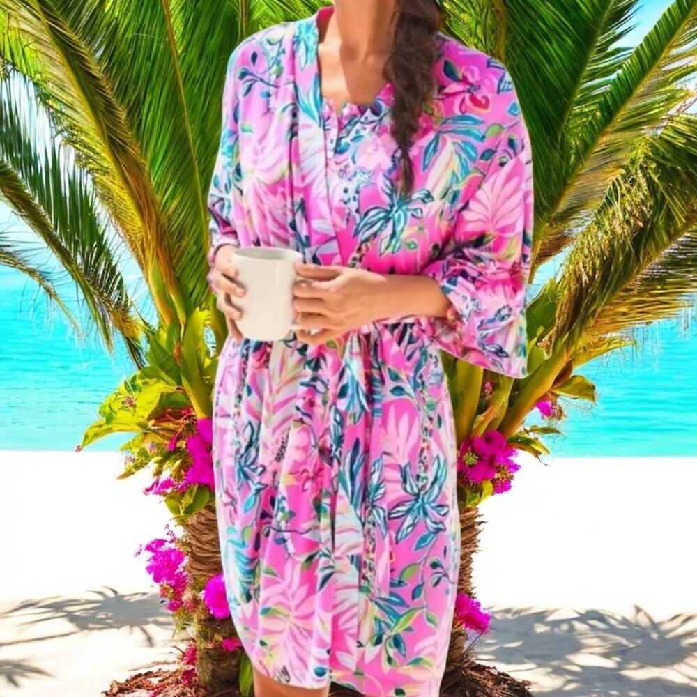 NWT Lilly Pulitzer Lucille Robe in I'm Feline Fine Rest and recharge XS XXS - Picture 4 of 12